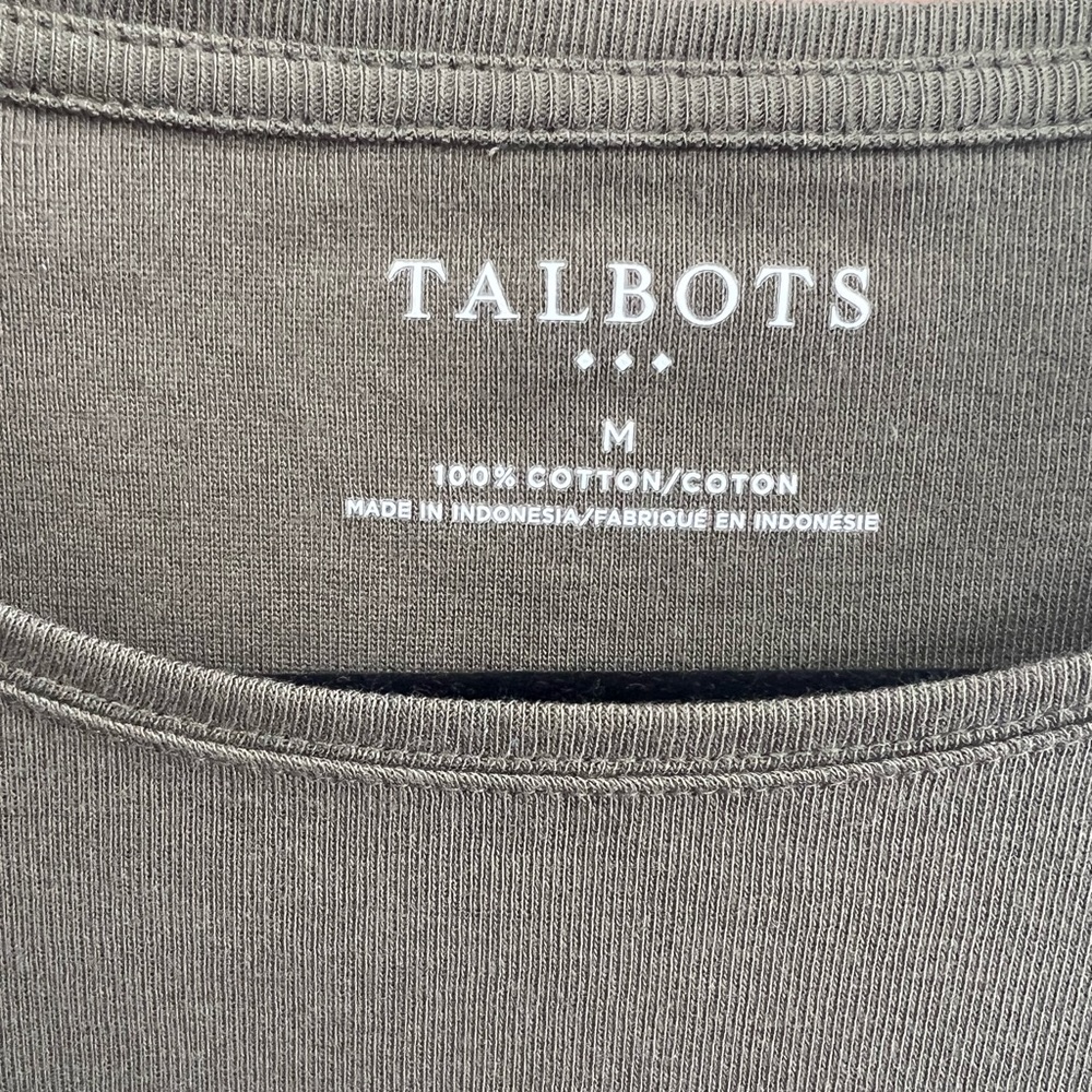 TALBOTS Cotton Long Sleeve Tee/ Olive Night - Picture 3 of 4